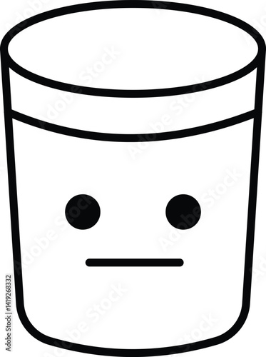 Minimalist Cup Illustration with Expressionless Face