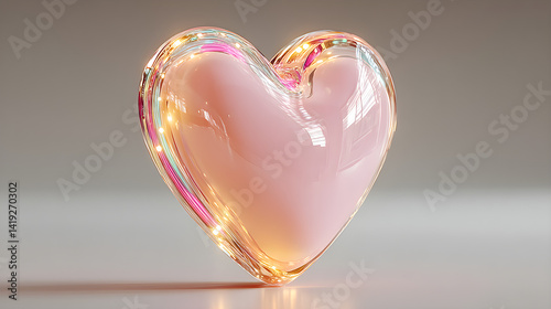 Smooth heart puff in pastel glow. 3D rendered