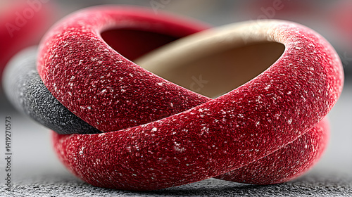 Soft abstract ring with a velvet surface. 3D rendered