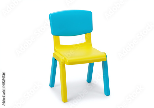 Bright Yellow and Blue Plastic Children's Chair for Classroom or Home