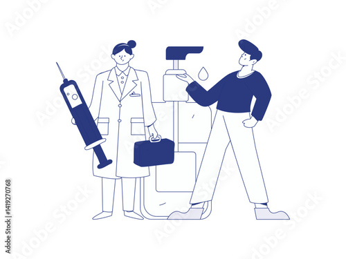 Medical characters fighting the epidemic flat vector concept operation hand drawn illustration
