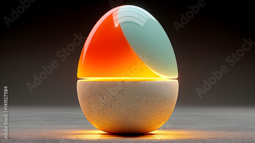 Soft egg-shaped form with smooth shading. 3D rendered