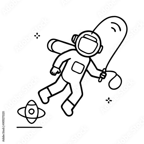 space walk tether icon, space walk tether line art - simple line art of space walk tether, perfect for space walk tether logos and icons