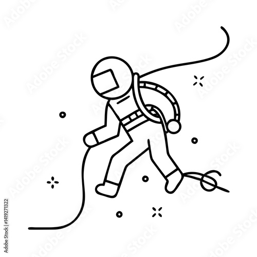 space walk tether icon, space walk tether line art - simple line art of space walk tether, perfect for space walk tether logos and icons