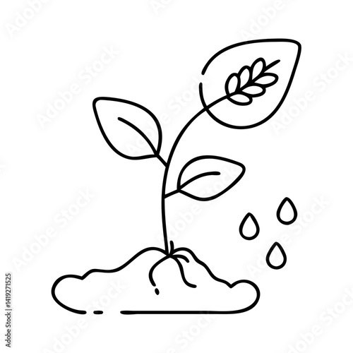 sprouting seed icon, sprouting seed line art - simple line art of sprouting seed, perfect for sprouting seed logos and icons