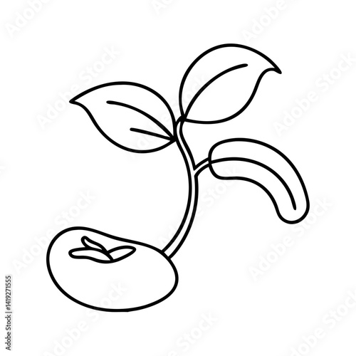 sprouting seed icon, sprouting seed line art - simple line art of sprouting seed, perfect for sprouting seed logos and icons