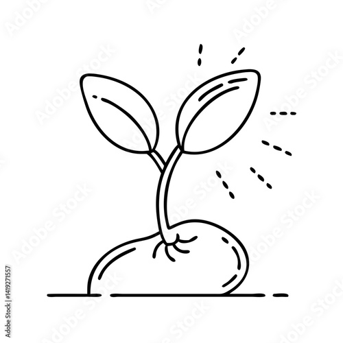 sprouting seed icon, sprouting seed line art - simple line art of sprouting seed, perfect for sprouting seed logos and icons