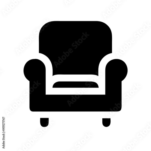Armchair with Rolled Arms Icon Design