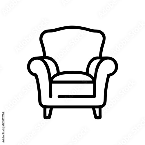 Armchair with Rolled Arms Icon Design