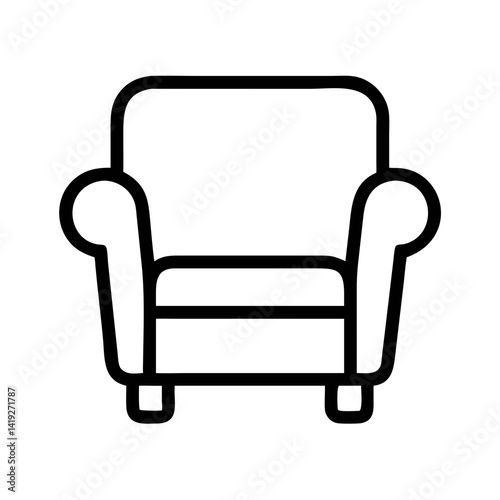 Armchair with Rolled Arms Icon Design