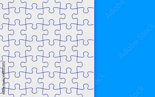 White jigsaw puzzle game texture. Top view.