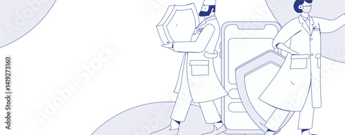 Medical characters fighting the epidemic flat vector concept operation hand drawn illustration

