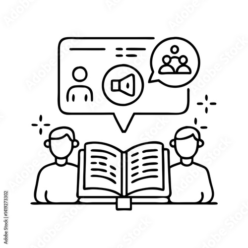 storyteller icon, storyteller line art - simple line art of storyteller, perfect for storyteller logos and icons