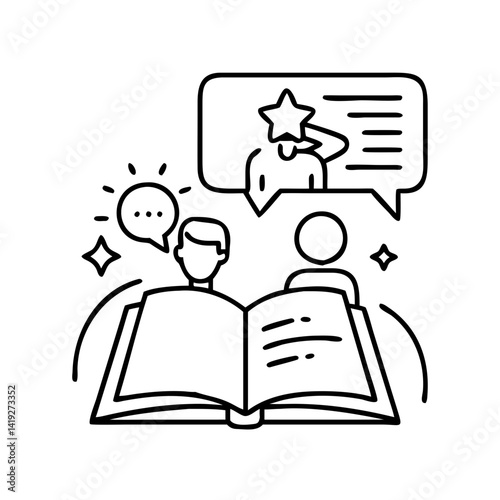 storyteller icon, storyteller line art - simple line art of storyteller, perfect for storyteller logos and icons