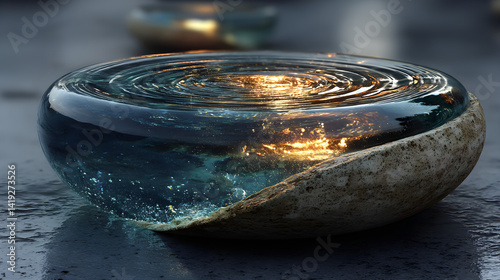 Surreal object shaped like a gentle ripple. 3D rendered