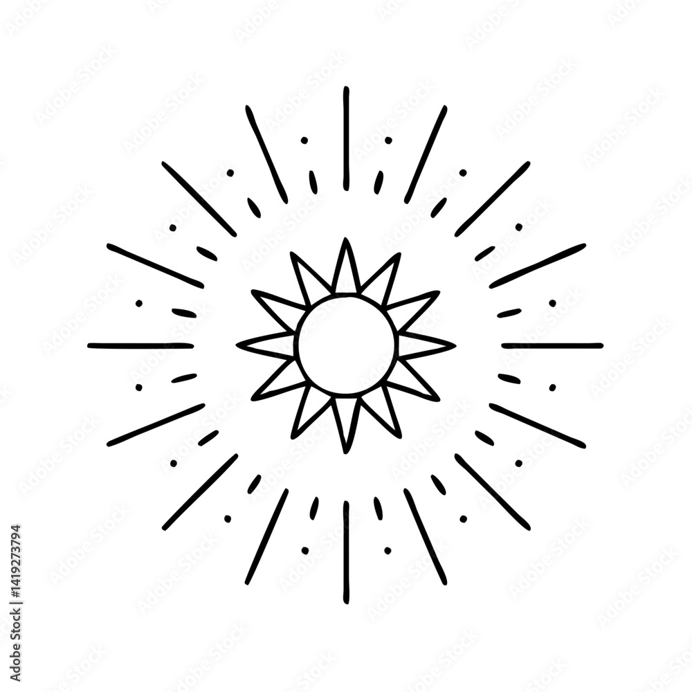 Fototapeta premium sunburst symbol icon, sunburst symbol line art - simple line art of sunburst symbol, perfect for sunburst symbol logos and icons