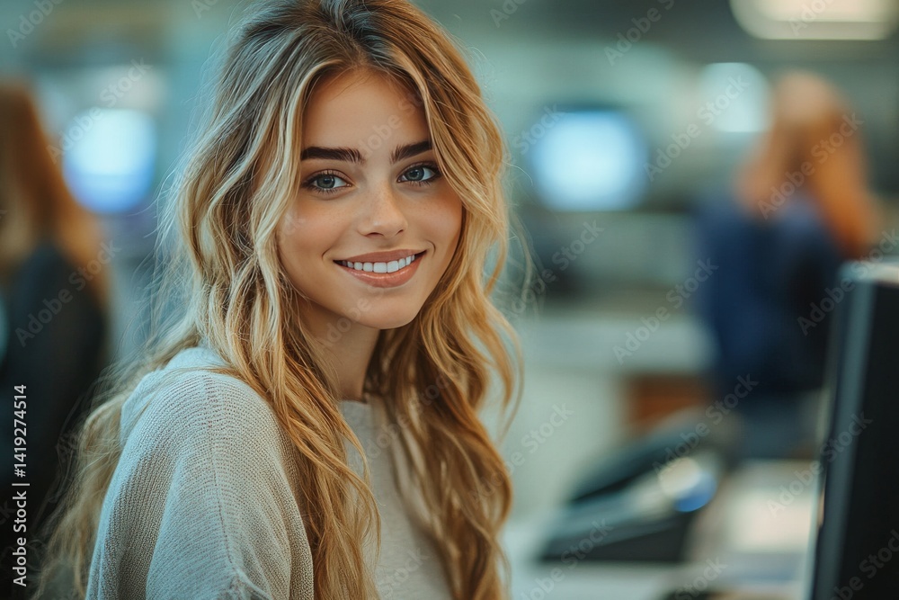 A friendly bank teller helping the customer. Generative AI A friendly bank teller helping the customer. Generative AI