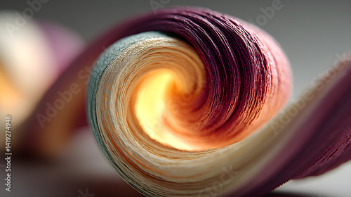 Velvet swirl loop with smooth glow. 3D rendered
