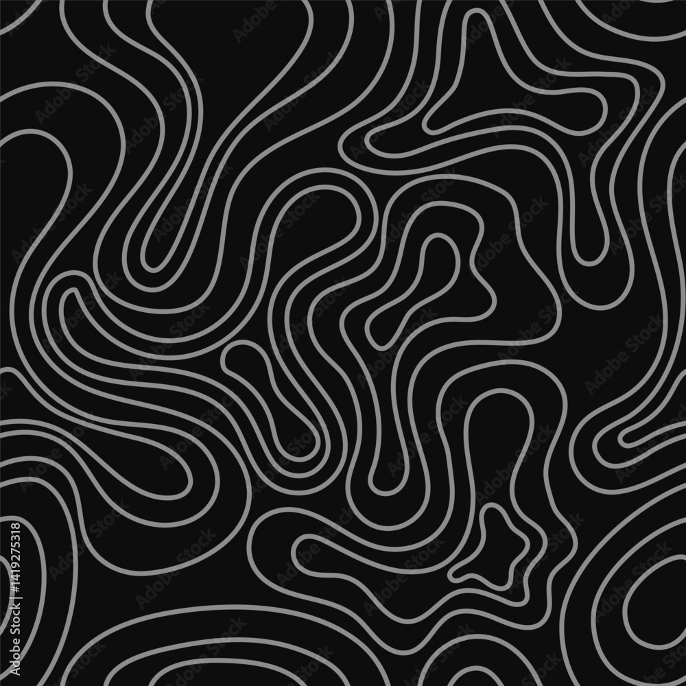 Obraz premium Seamless Fluid Line Art Pattern. Black and White Vector Background