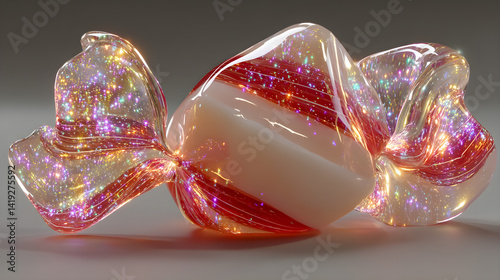 Wobbly candy-like structure with light reflections. 3D rendered