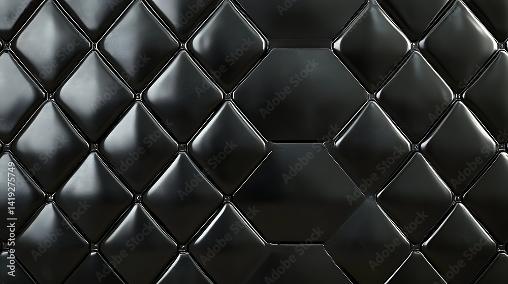 Black Geometric Tile Pattern With Glossy Finish in a Modern Interior Setting Black Geometric Tile Pattern With Glossy Finish in a Modern Interior Setting