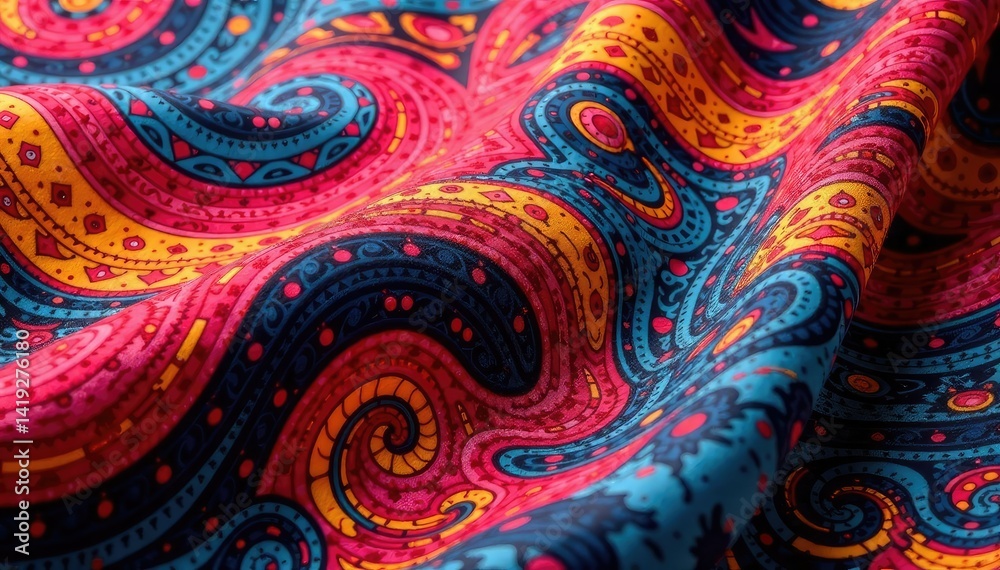 Intricate textile with flowing, repeating motif , fabric, interior Intricate textile with flowing, repeating motif , fabric, interior