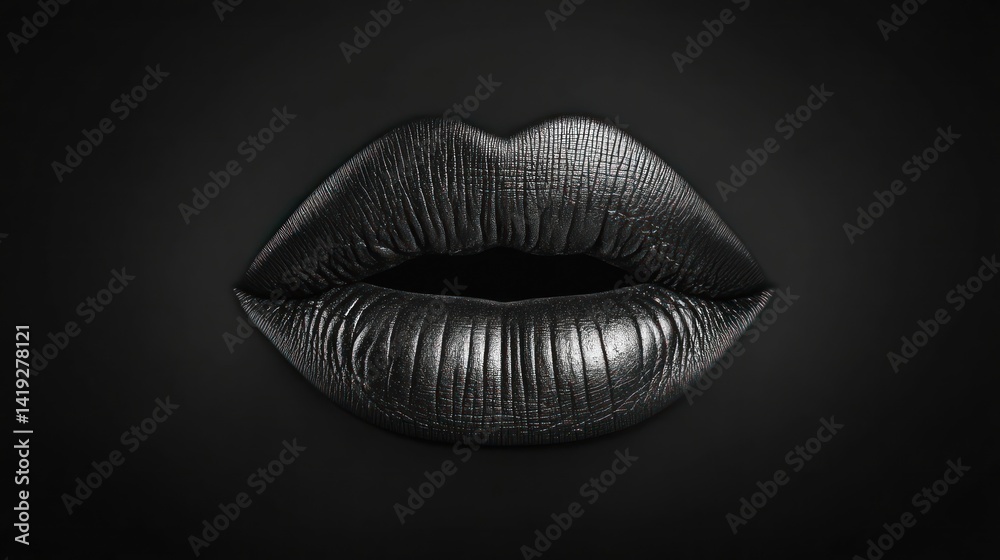 Mysterious Allure: A Close-Up of Dark Metallic Lips Mysterious Allure: A Close-Up of Dark Metallic Lips