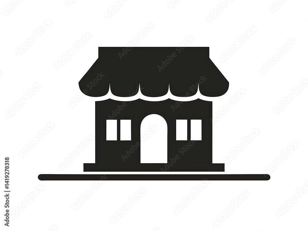 flat and minimal shop logo icon Design of black silhouette vector illustration isolated on white background flat and minimal shop logo icon Design of black silhouette vector illustration isolated on white background