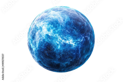 Mystical blue nebula planet cosmic energy swirls vibrant galaxy dark space background stunning on transparent background