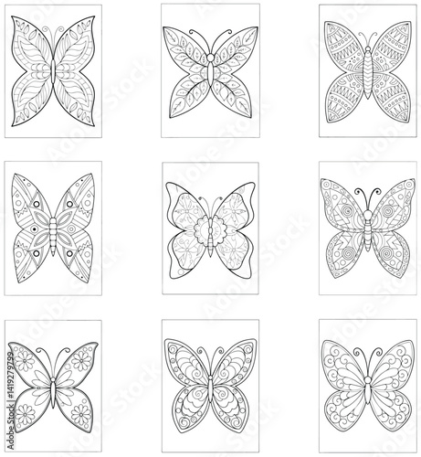 Intricate Butterfly Coloring Page Designs