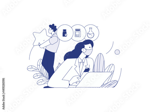 Medical characters fighting the epidemic flat vector concept operation hand drawn illustration
