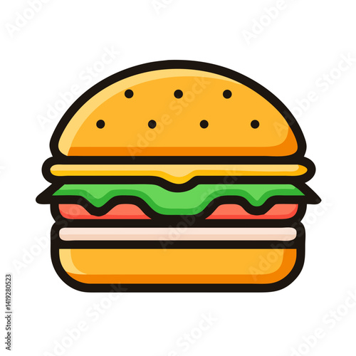 Burger with Lettuce and Cheese Icon Design