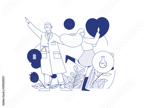 Medical characters fighting the epidemic flat vector concept operation hand drawn illustration
