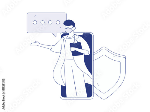 Medical characters fighting the epidemic flat vector concept operation hand drawn illustration
