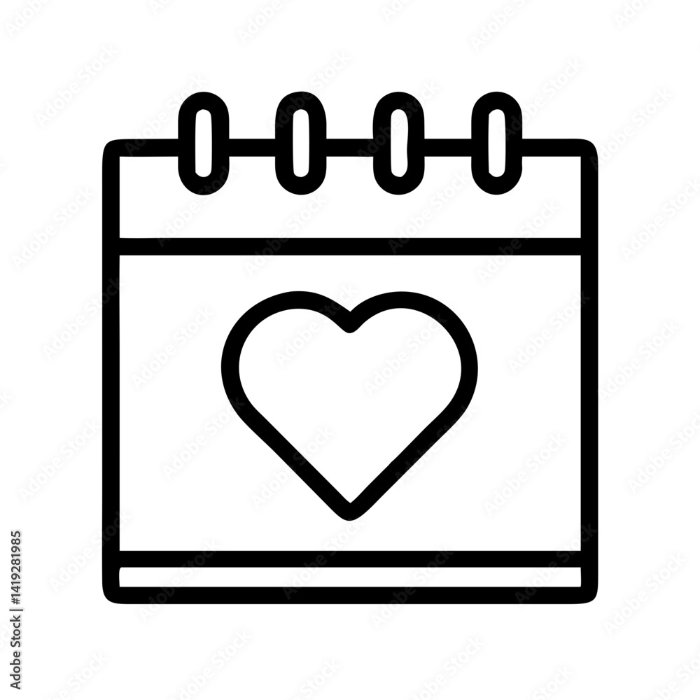 Calendar Page with Heart Icon Design Calendar Page with Heart Icon Design