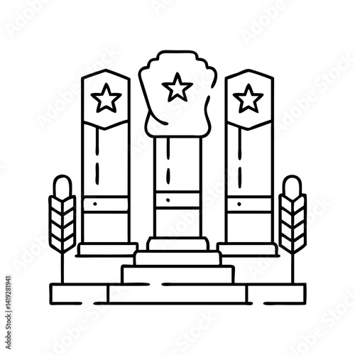 veterans memorial icon, veterans memorial line art - simple line art of veterans memorial, perfect for veterans memorial logos and icons