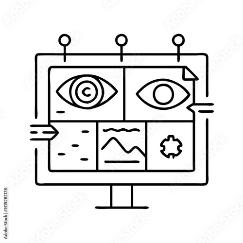 vision board icon, vision board line art - simple line art of vision board, perfect for vision board logos and icons