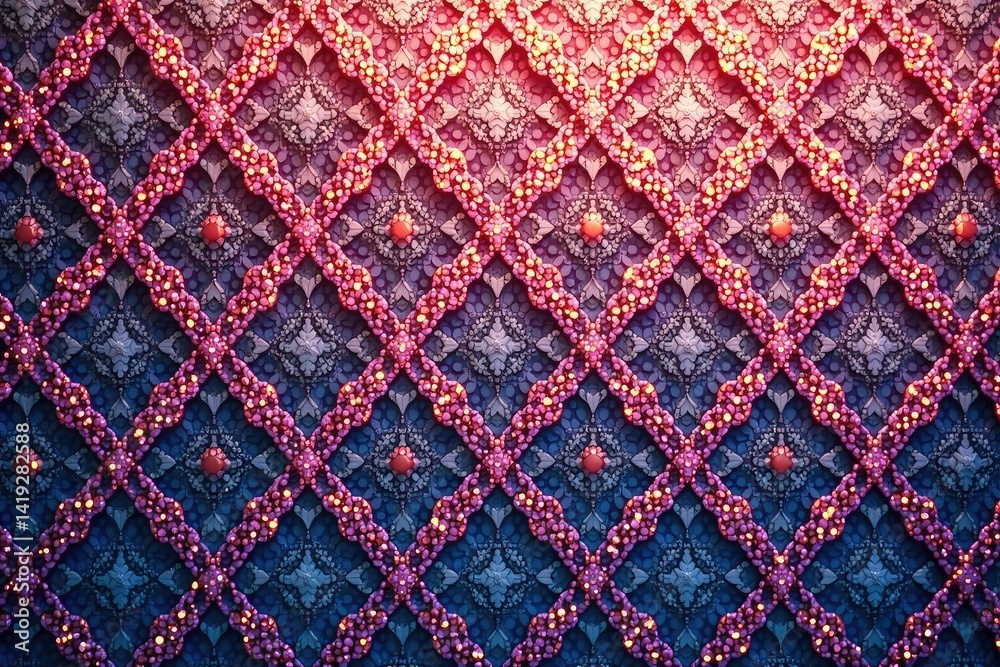 Fototapeta premium Geometric lace motif, repeating diamond shapes , pattern, texture, decorative
