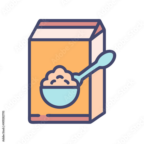 Cereal Box with Spoon Icon Design