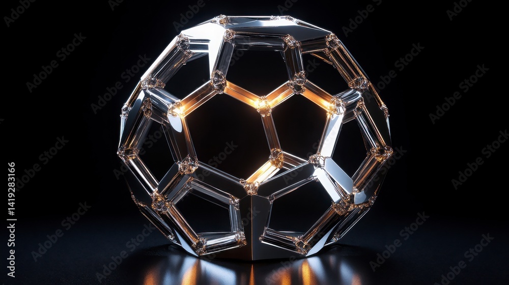 Naklejka premium Illuminated Geometric Sculpture with Unique Transparent Design