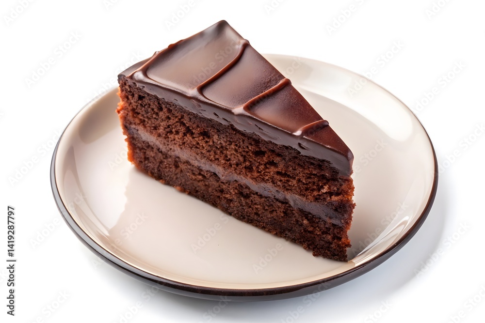Delicious slice of chocolate cake on a plate. Delicious slice of chocolate cake on a plate.