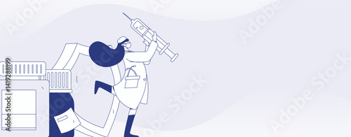 Medical characters fighting the epidemic flat vector concept operation hand drawn illustration
