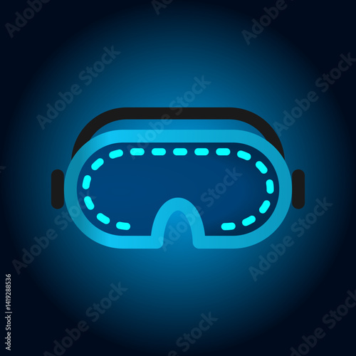 colourful VR Headset with futuristic glow, neon colour effect, Sleek Virtual Reality Device for Sci-Fi Gaming and Metaverse