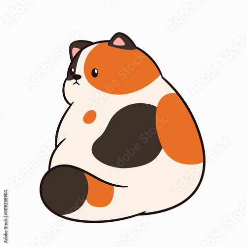 Cute and adorable chubby cat illustration