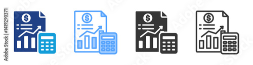 Accounting icon set multiple style collection