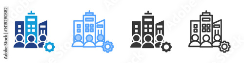Management icon set multiple style collection