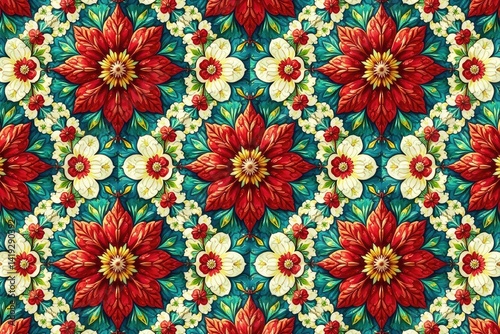 Intricate floral pattern, repeating seamlessly , summer, seamless, repeat pattern