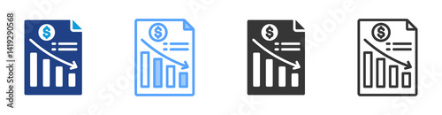 Deficit icon set multiple style collection