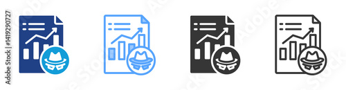 Accounting Fraud icon set multiple style collection