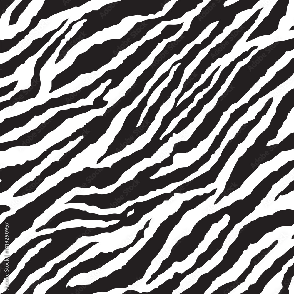 Bold Zebra Stripe Seamless Pattern for Textile Print and Fabric, Black and White Animal Skin Design Bold Zebra Stripe Seamless Pattern for Textile Print and Fabric, Black and White Animal Skin Design